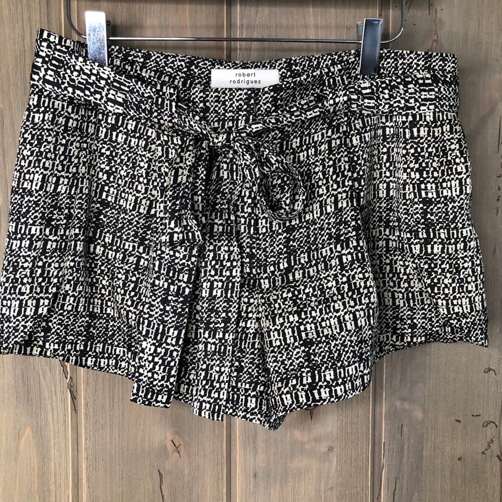 Robert Rodriguez Black & Cream Silk Shorts 6